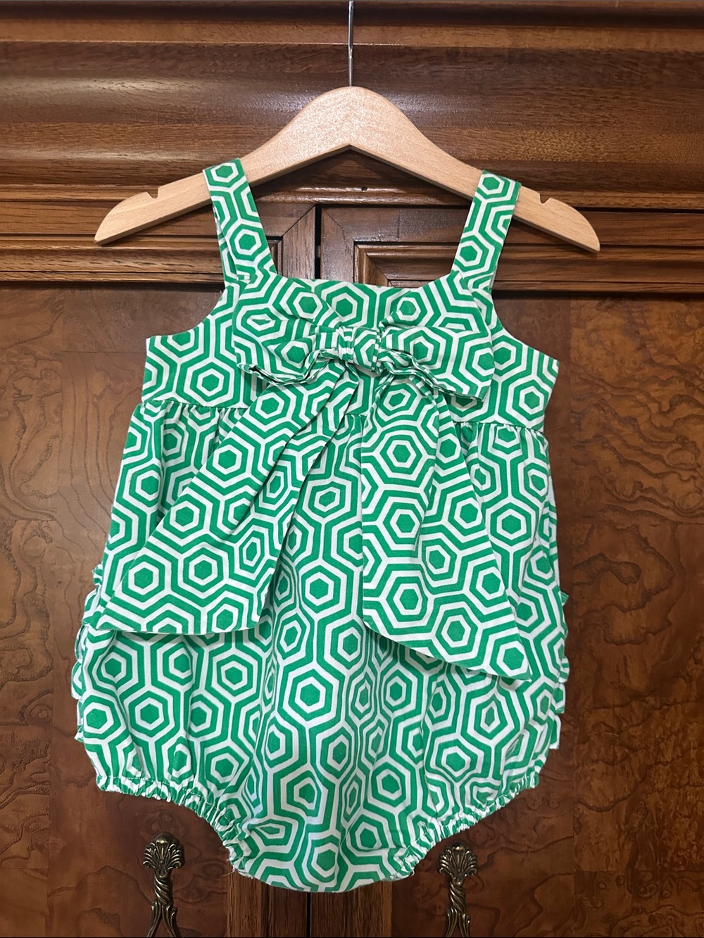 Green Geometric Bow Baby One-Piece Bodysuit